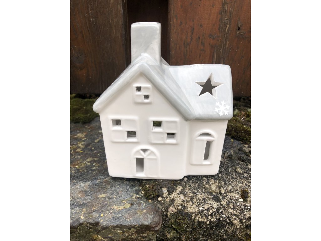 Vánoční domeček svícen 9,5 x 6,5 x 12cm